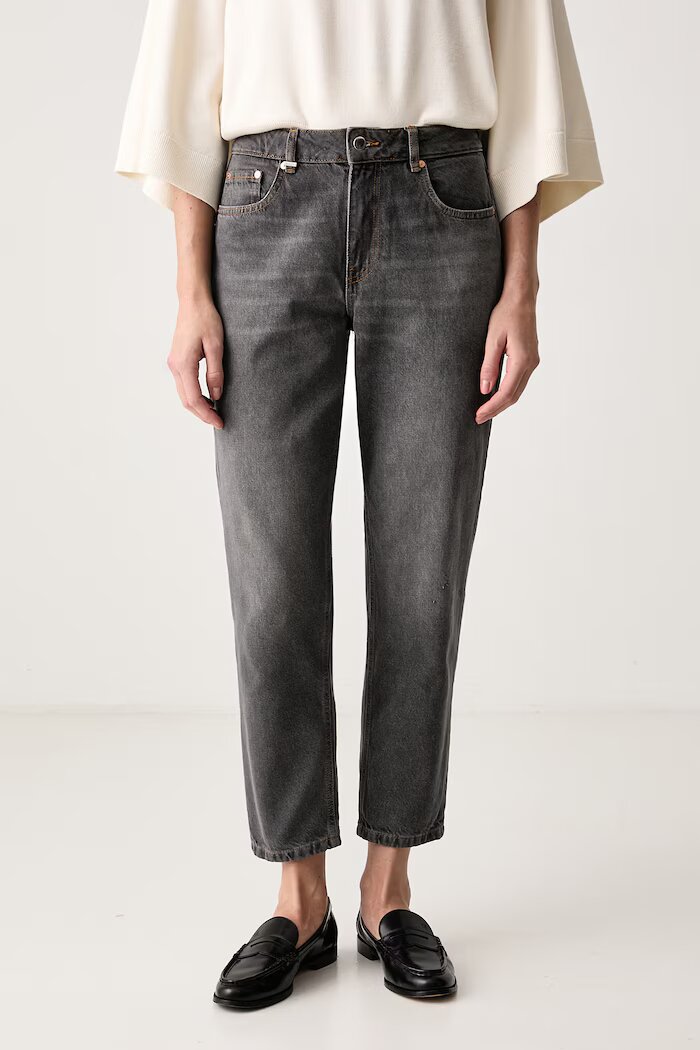 United Colors of Benetton дънки mom fit дамски сиви 4OHWDF02Z