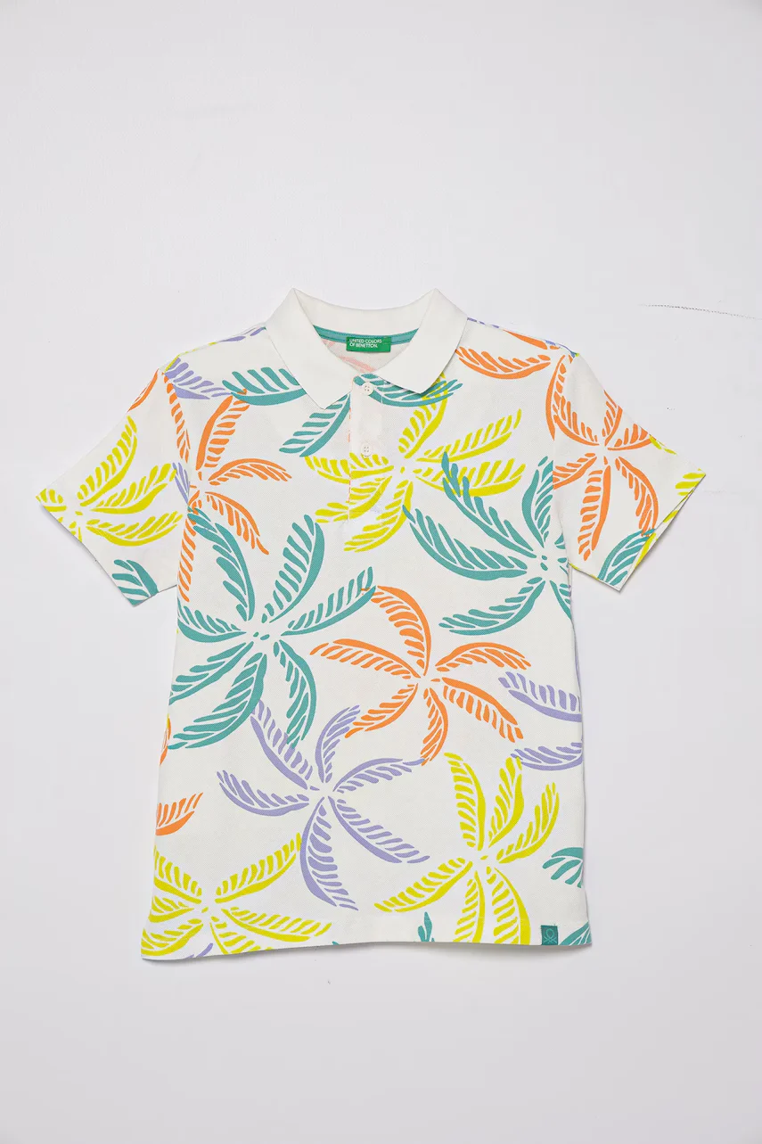 United Colors of Benetton Детска памучна тениска с яка