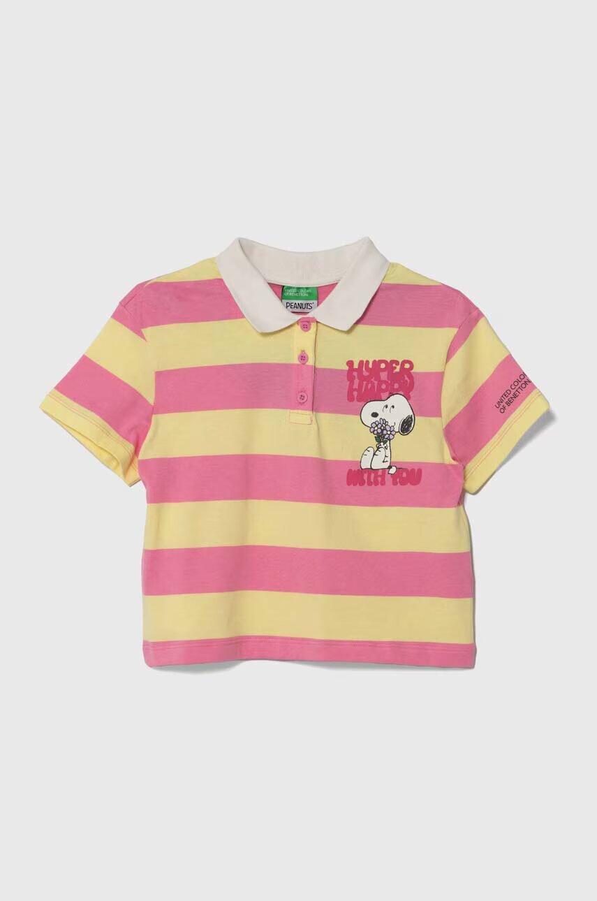 United Colors of Benetton Детска памучна тениска с яка