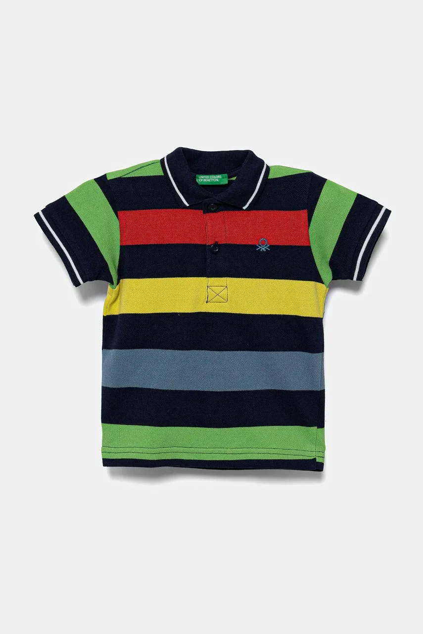 United Colors of Benetton Детска памучна тениска с яка