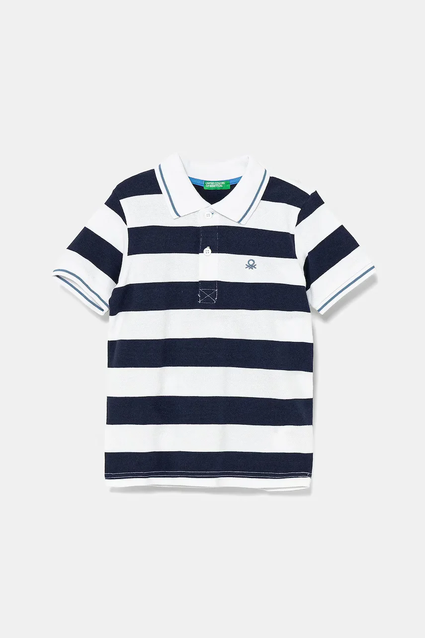 United Colors of Benetton Детска памучна тениска с яка