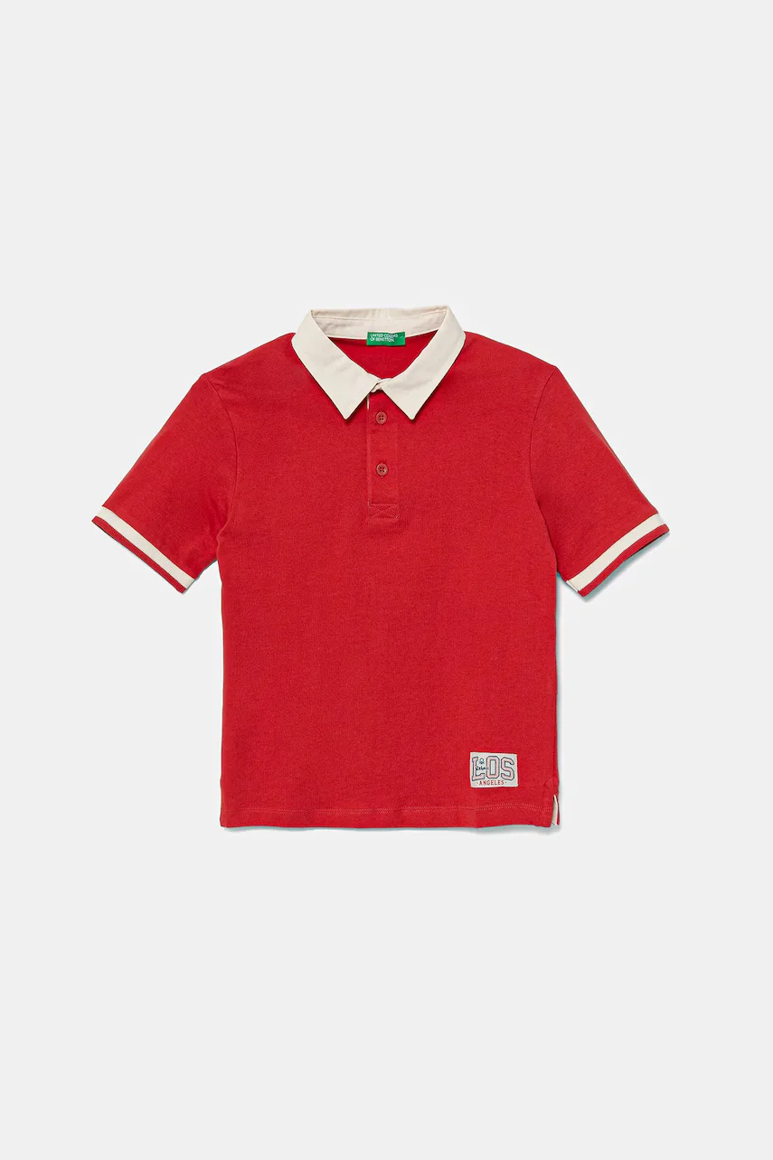 United Colors of Benetton Детска памучна тениска с яка