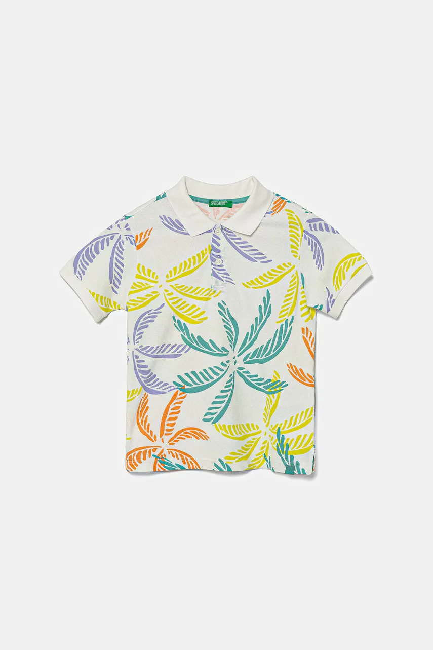 United Colors of Benetton Детска памучна тениска с яка