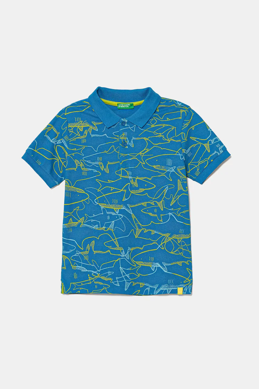 United Colors of Benetton Детска памучна тениска с яка