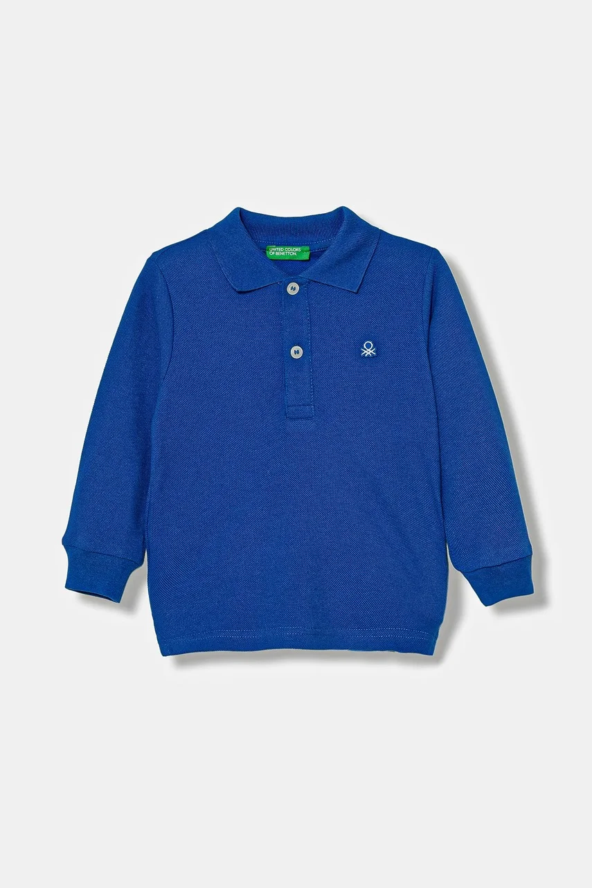United Colors of Benetton Детска памучна тениска с яка