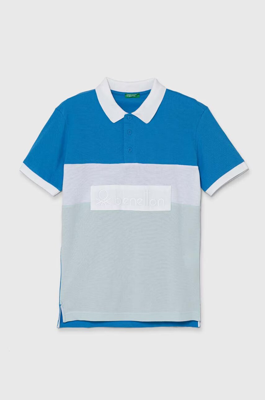 United Colors of Benetton Детска памучна тениска с яка