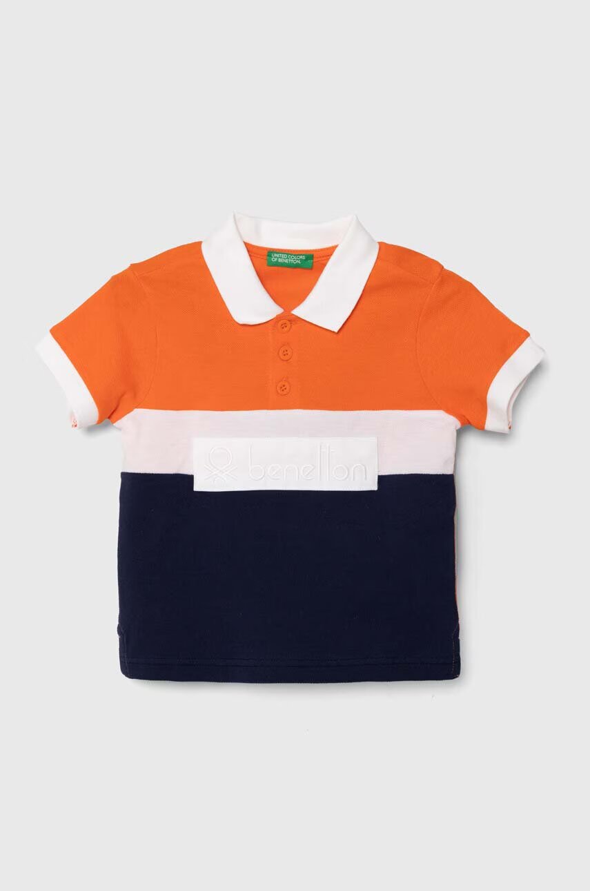 United Colors of Benetton Детска памучна тениска с яка