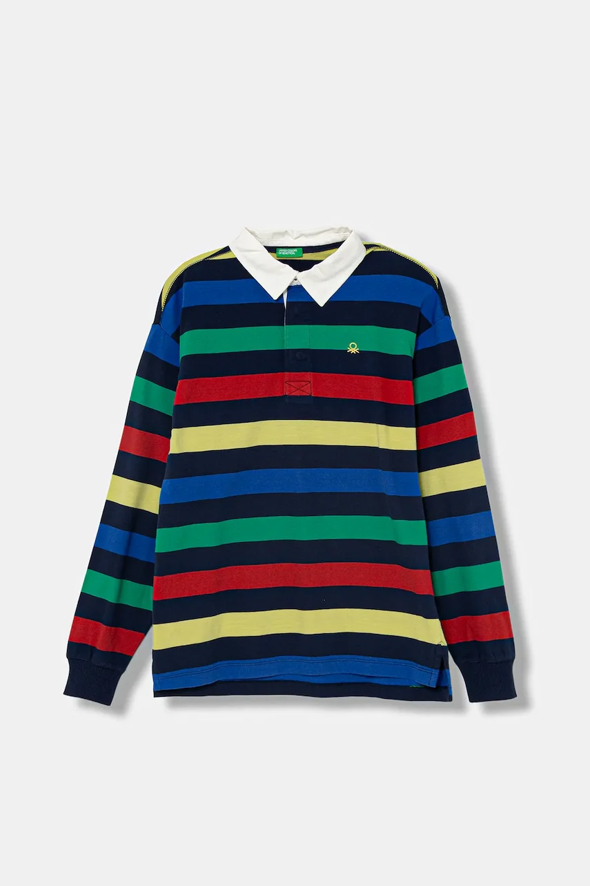 United Colors of Benetton Детска памучна тениска с яка