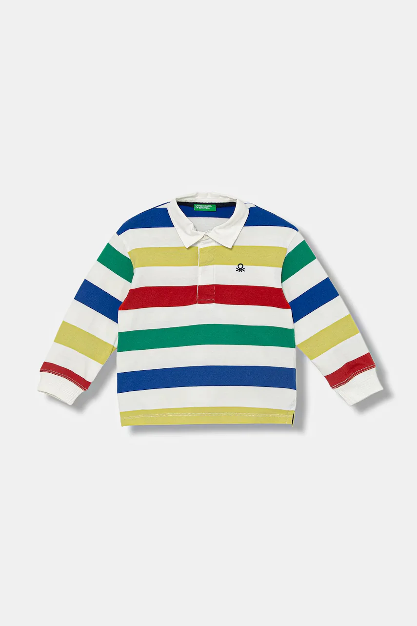 United Colors of Benetton Детска памучна тениска с яка