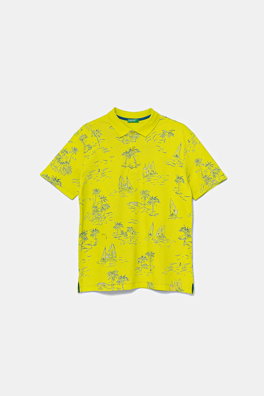 United Colors of Benetton Детска памучна тениска с яка