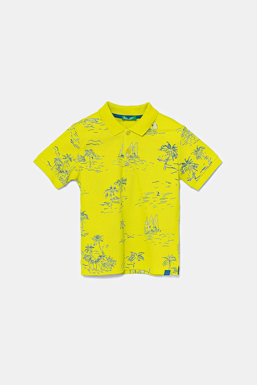 United Colors of Benetton Детска памучна тениска с яка