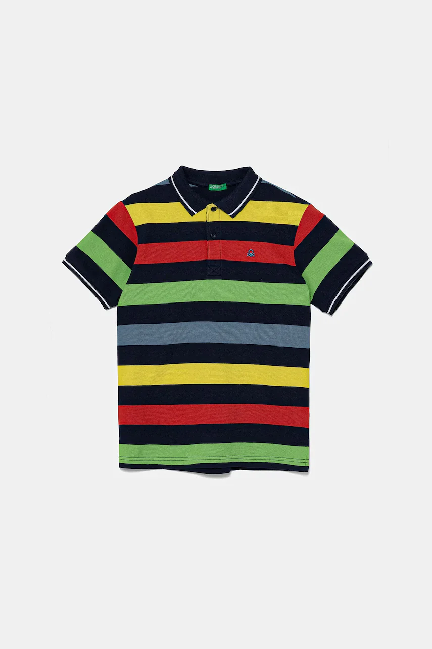 United Colors of Benetton Детска памучна тениска с яка
