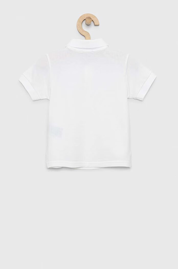 United Colors of Benetton Детска памучна тениска с яка в бежово с изчистен дизайн