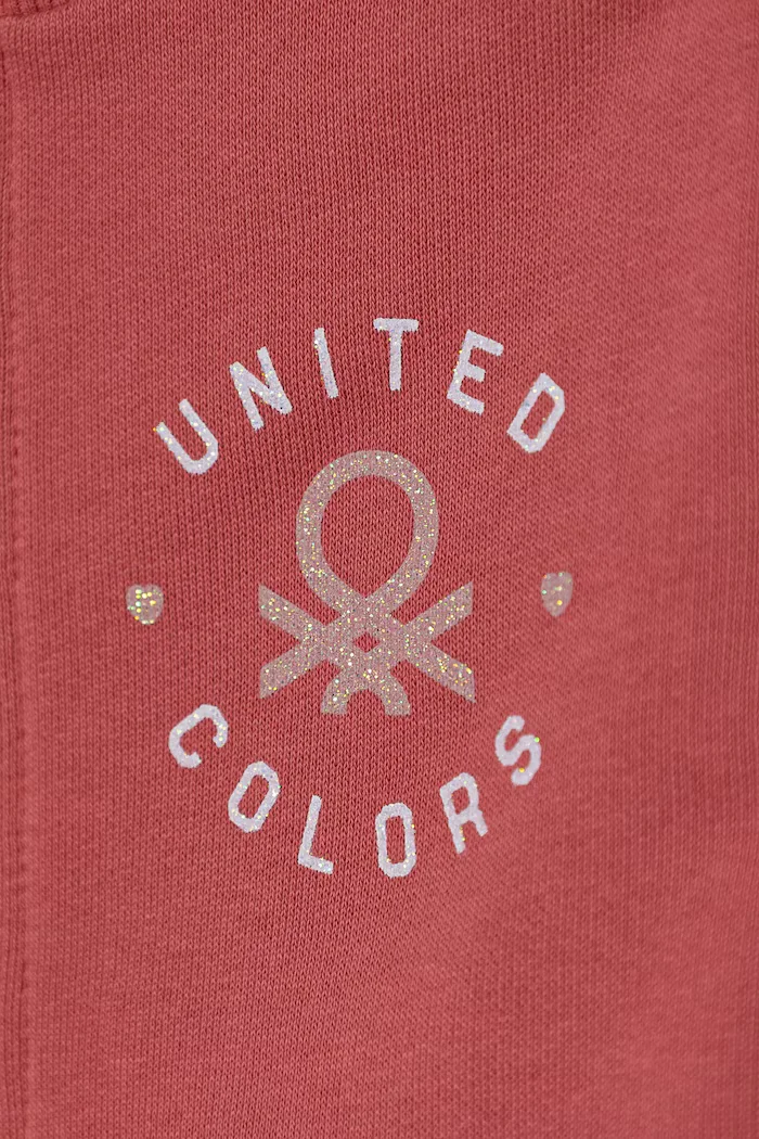 United Colors of Benetton Детски памучен суичър в розово с десен 3J70G503N