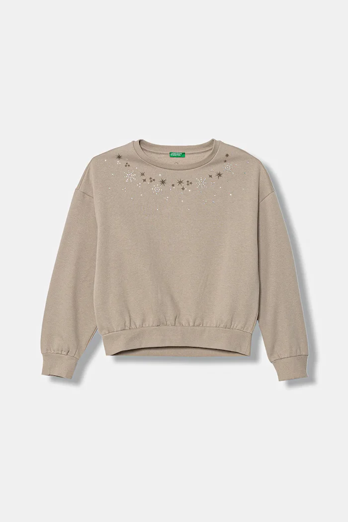 United Colors of Benetton Детски суичър в бежово с принт 3J73C10RA