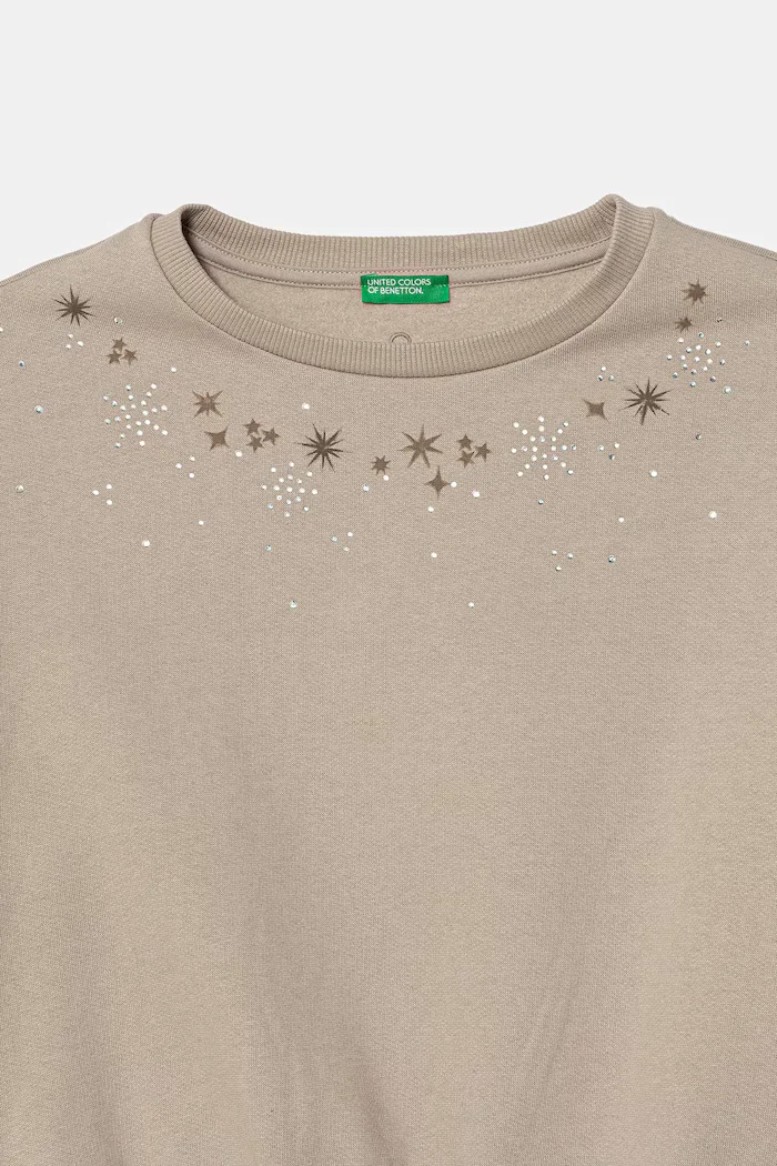 United Colors of Benetton Детски суичър в бежово с принт 3J73C10RA