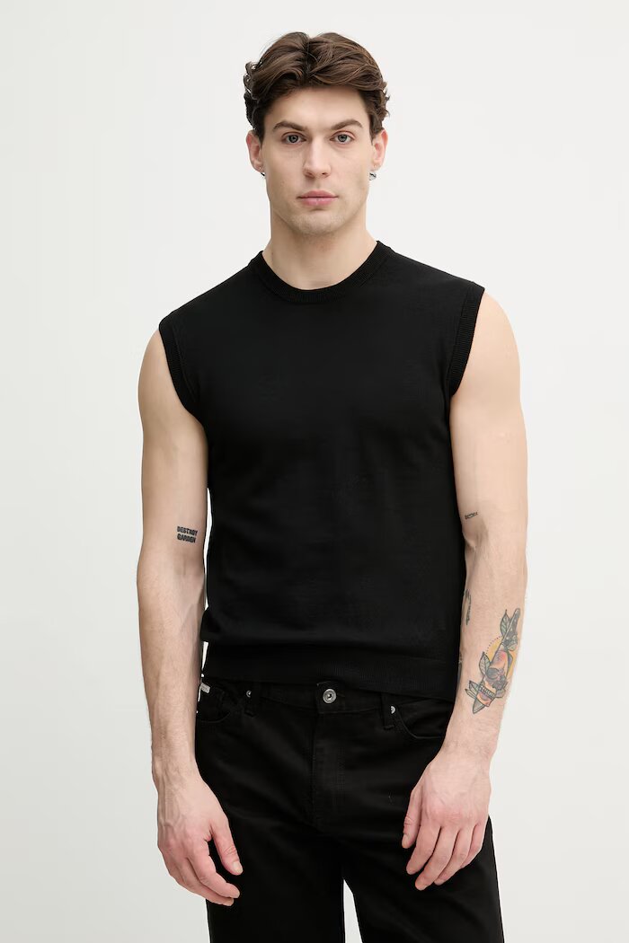 United Colors of Benetton елек мъжки от памук черен 1098U401R