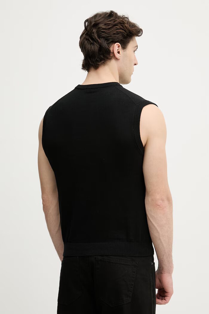 United Colors of Benetton елек мъжки от памук черен 1098U401R