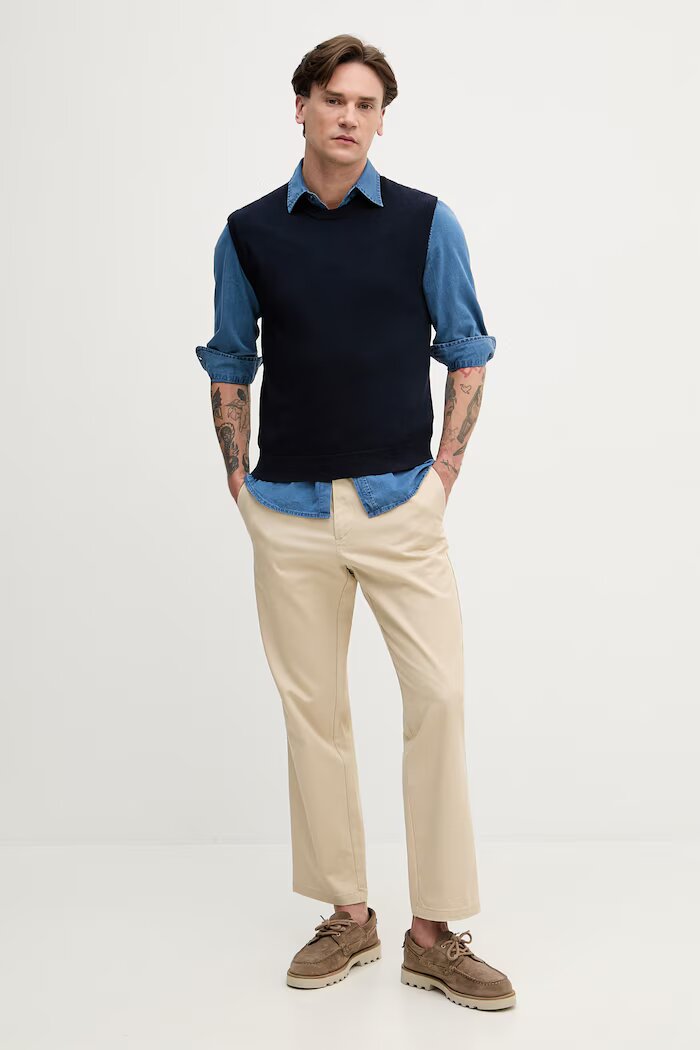 United Colors of Benetton елек мъжки от памук тъмносин 1098U401R
