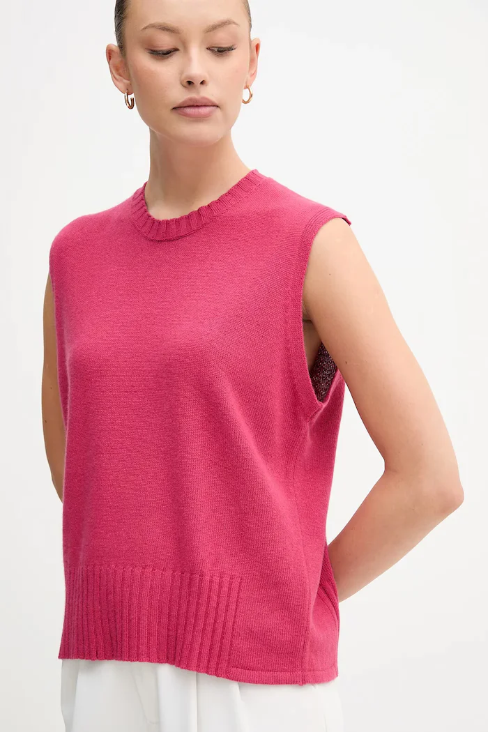 United Colors of Benetton Елек с вълна в бежово от лека материя 126WD10BA