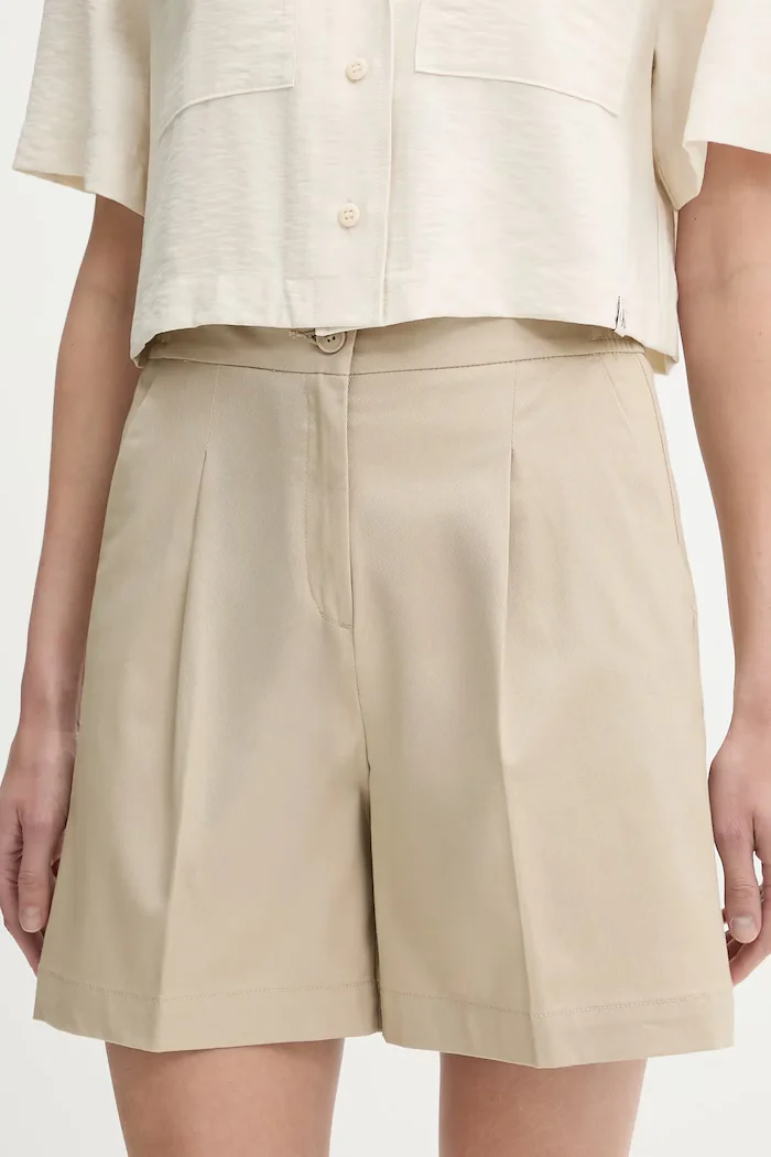 United Colors of Benetton Къс панталон в бежово с изчистен дизайн с висока талия 40FAD901U