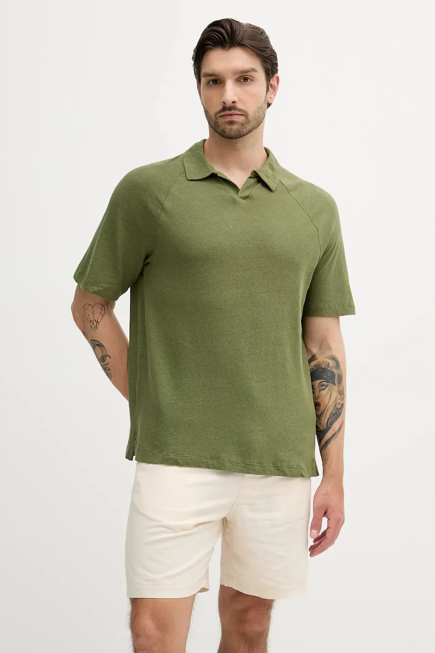 United Colors of Benetton Ленена тениска с яка