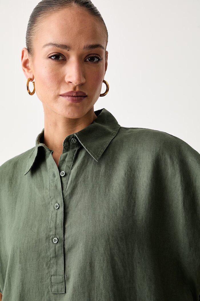 United Colors of Benetton лятна рокля от лен зелена 4AGHDV0C6