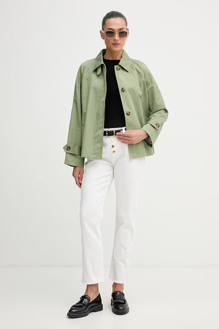 United Colors of Benetton палто дамско памучно зелено 2QJYDN09K