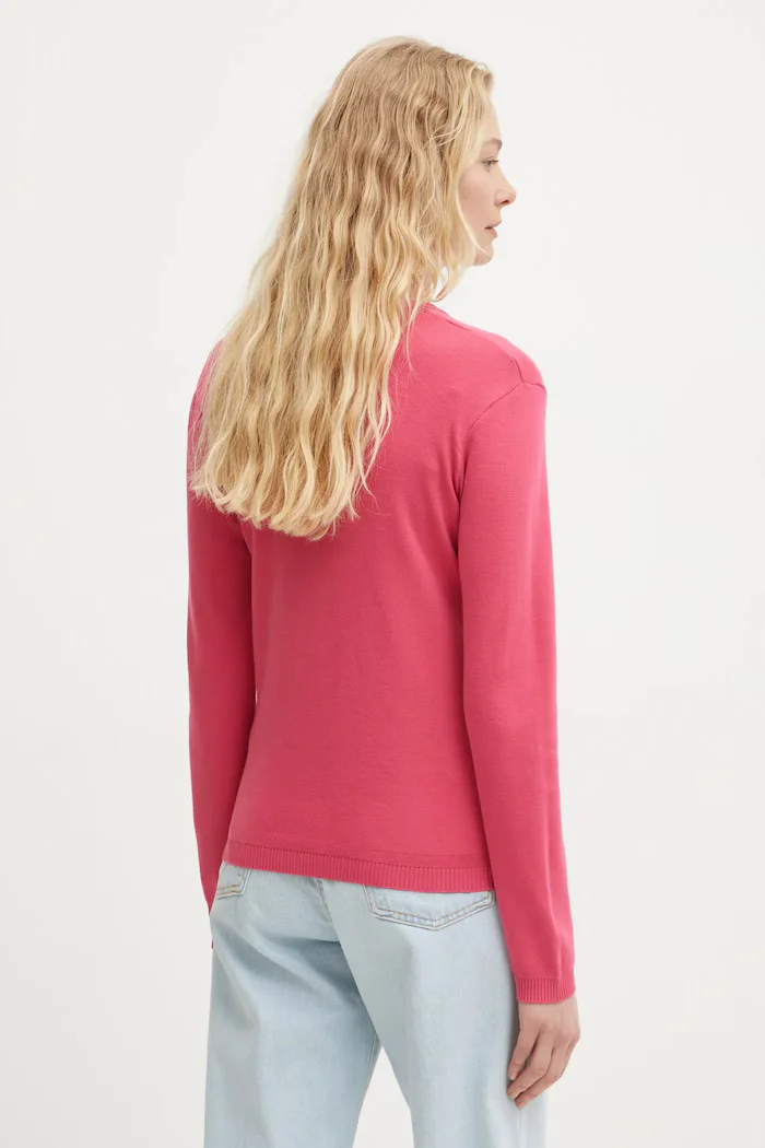 United Colors of Benetton Памучен пуловер в розово от лека материя 1091D4625