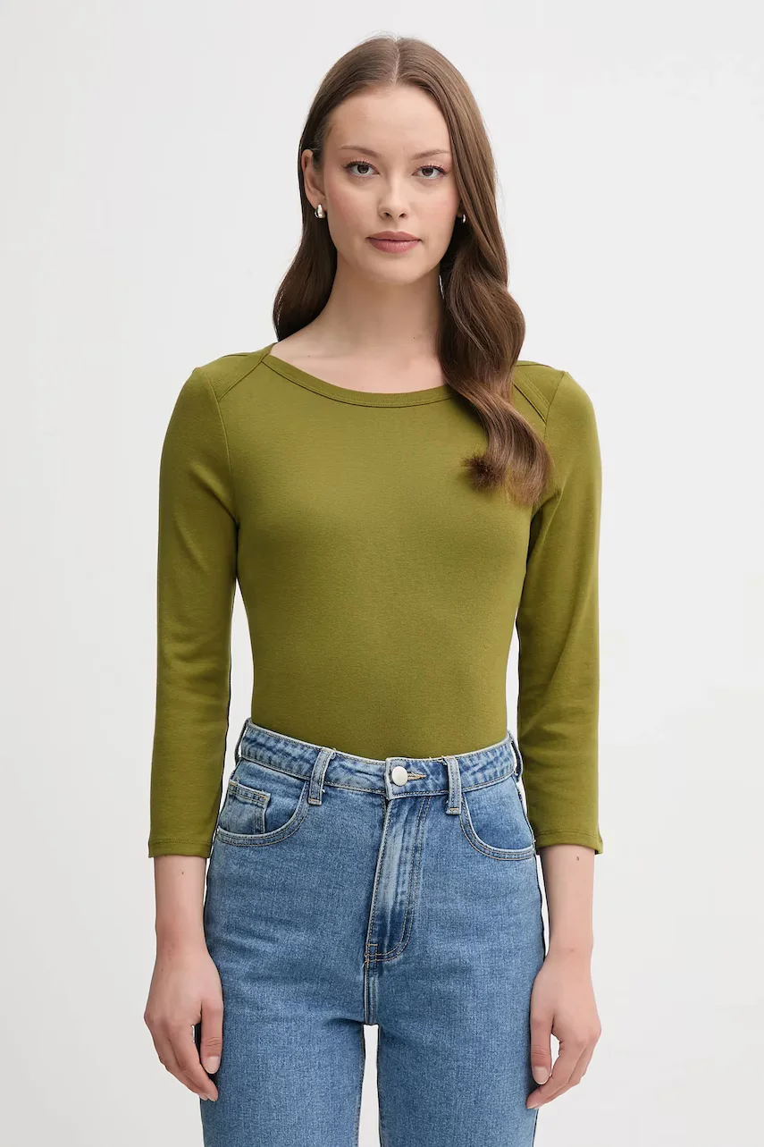 United Colors of Benetton Памучна блуза с дълги ръкави