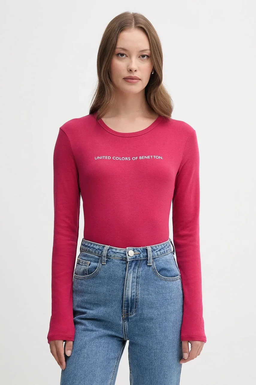 United Colors of Benetton Памучна блуза с дълги ръкави