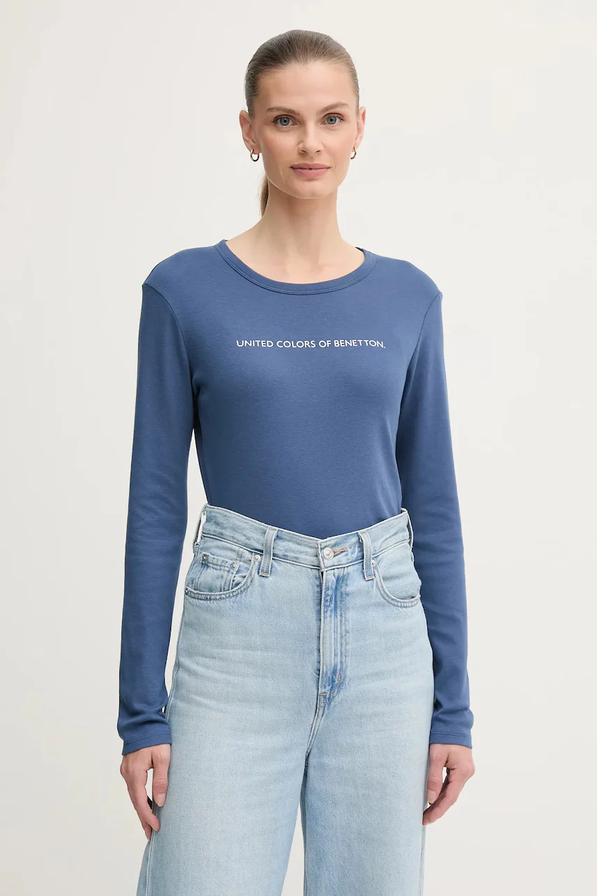 United Colors of Benetton Памучна блуза с дълги ръкави