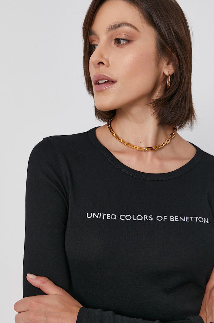 United Colors of Benetton памучна блуза с дълги ръкави