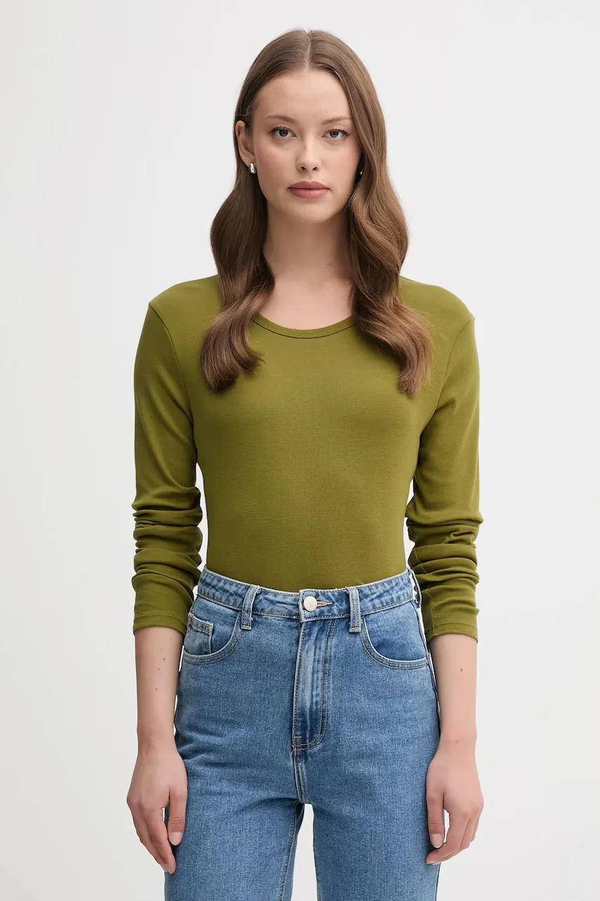 United Colors of Benetton Памучна блуза с дълги ръкави