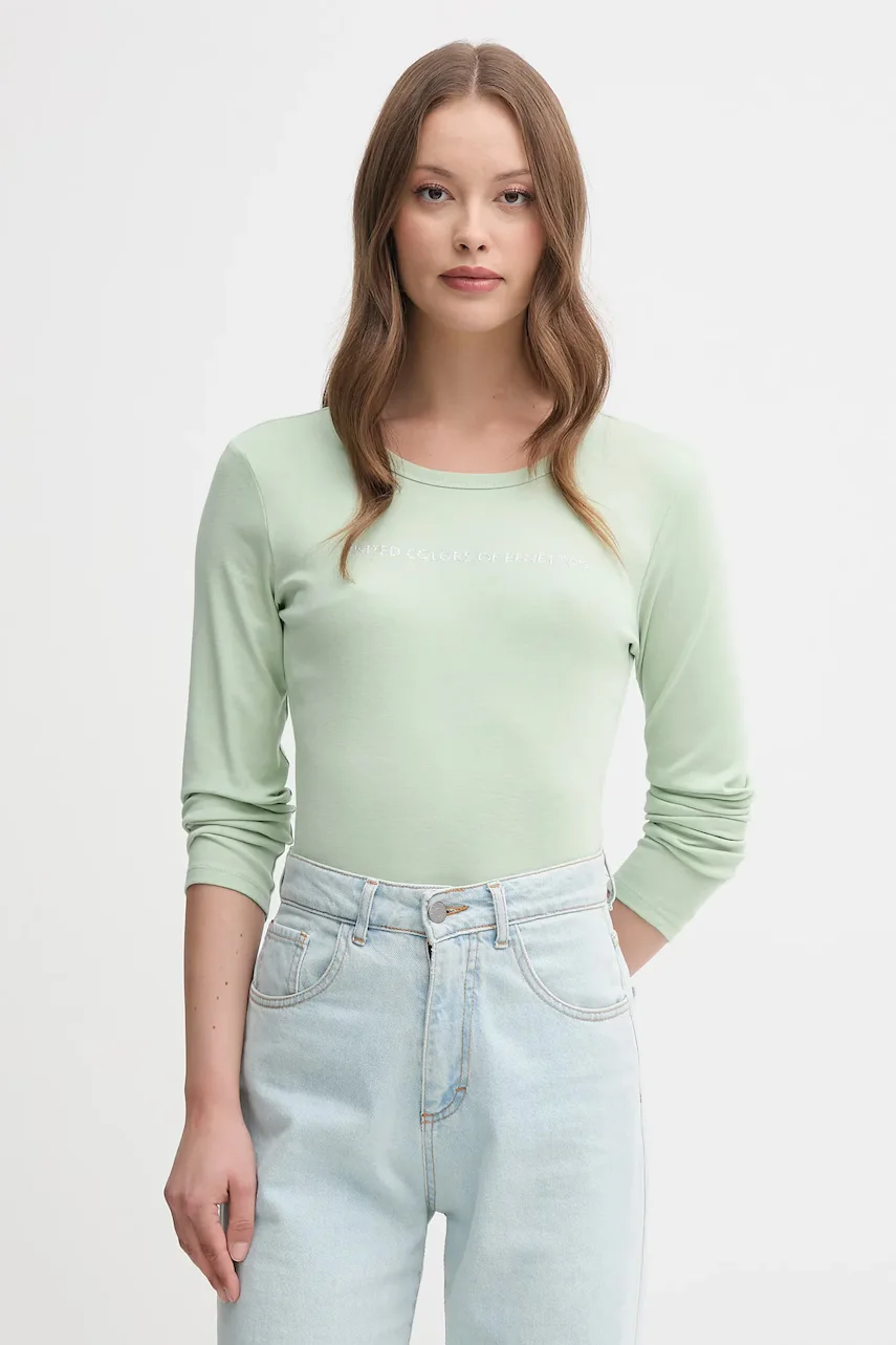 United Colors of Benetton Памучна блуза с дълги ръкави