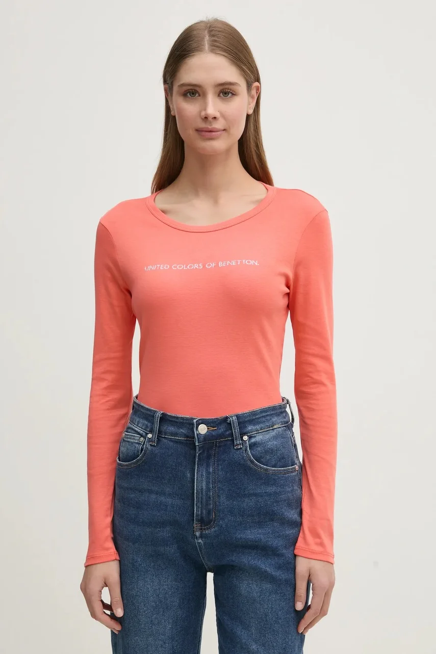 United Colors of Benetton Памучна блуза с дълги ръкави