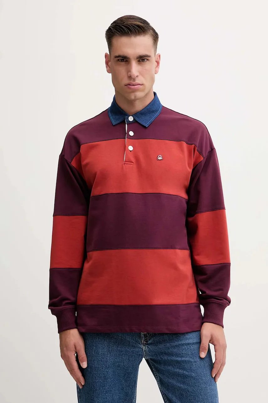 United Colors of Benetton Памучна блуза с дълги ръкави