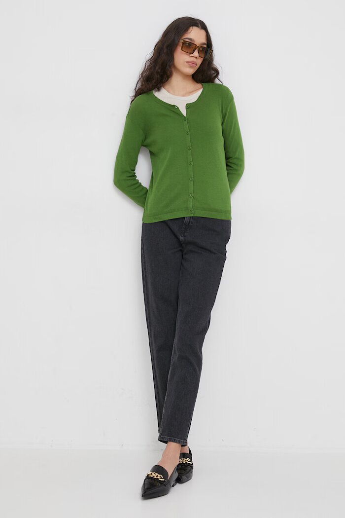 United Colors of Benetton Памучна блуза с дълги ръкави в лилаво 3GA2E16G0