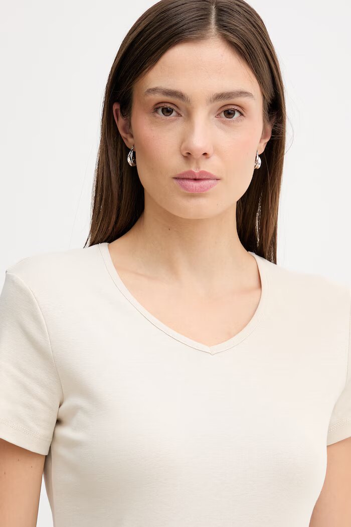 United Colors of Benetton Памучна тениска дамска в бежово 3GA8D4029
