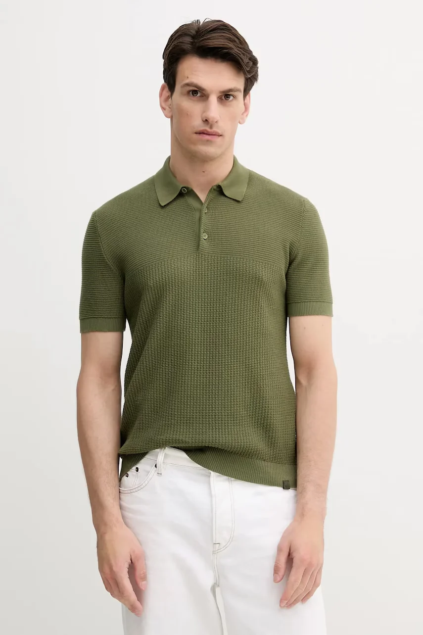 United Colors of Benetton Памучна тениска с яка