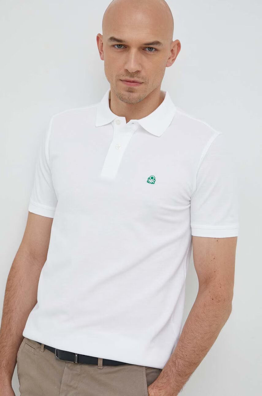 United Colors of Benetton Памучна тениска с яка