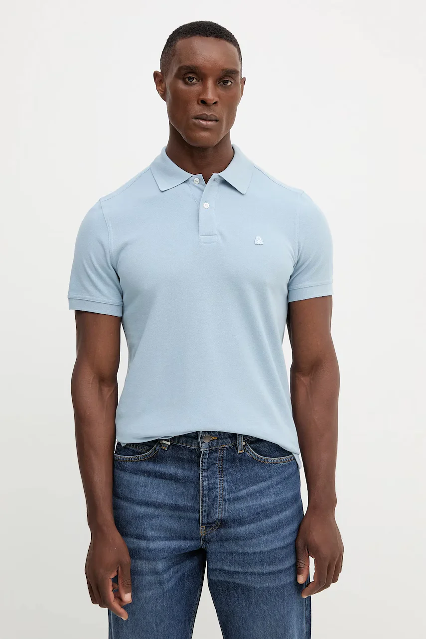 United Colors of Benetton Памучна тениска с яка