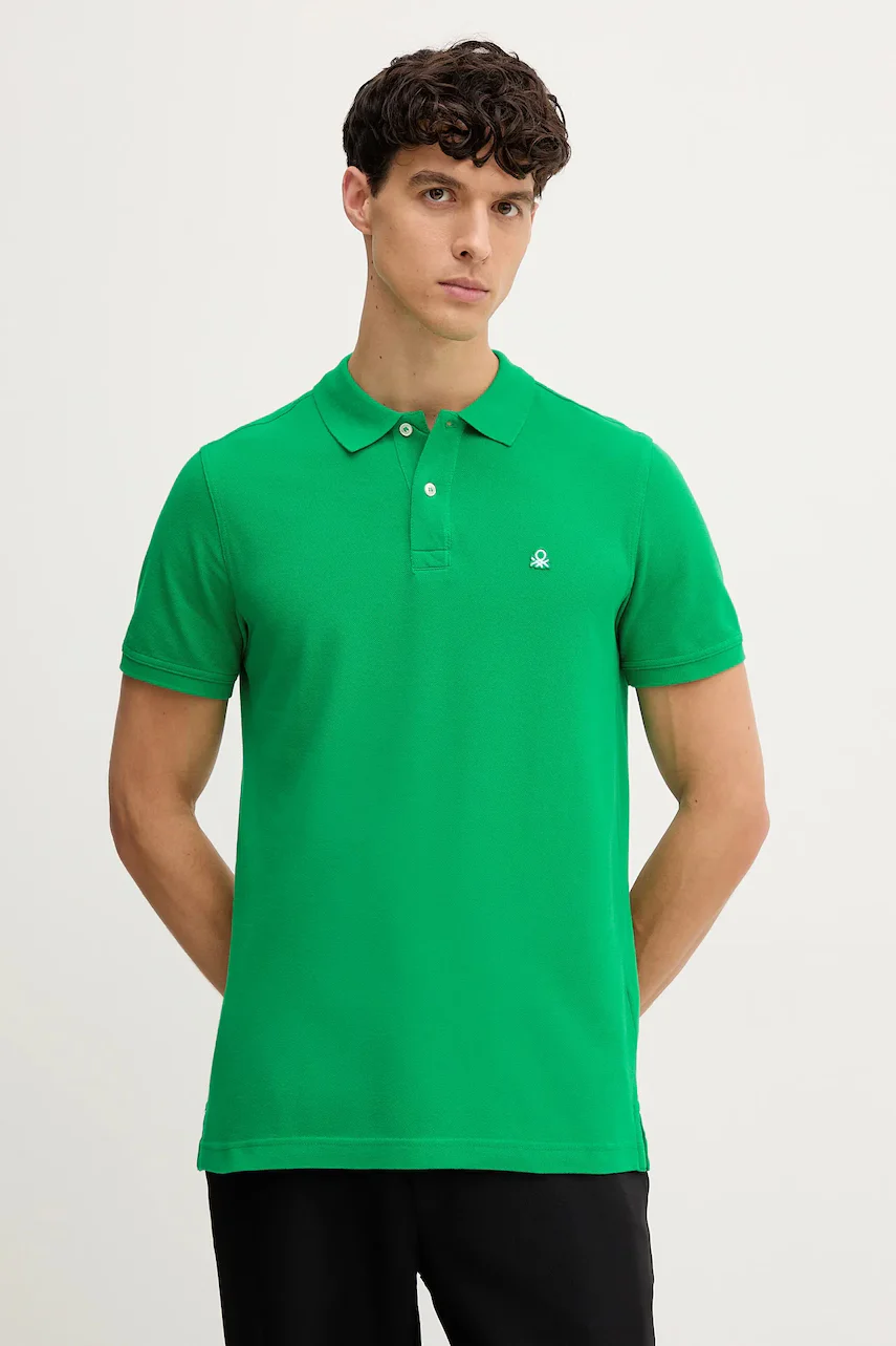 United Colors of Benetton Памучна тениска с яка