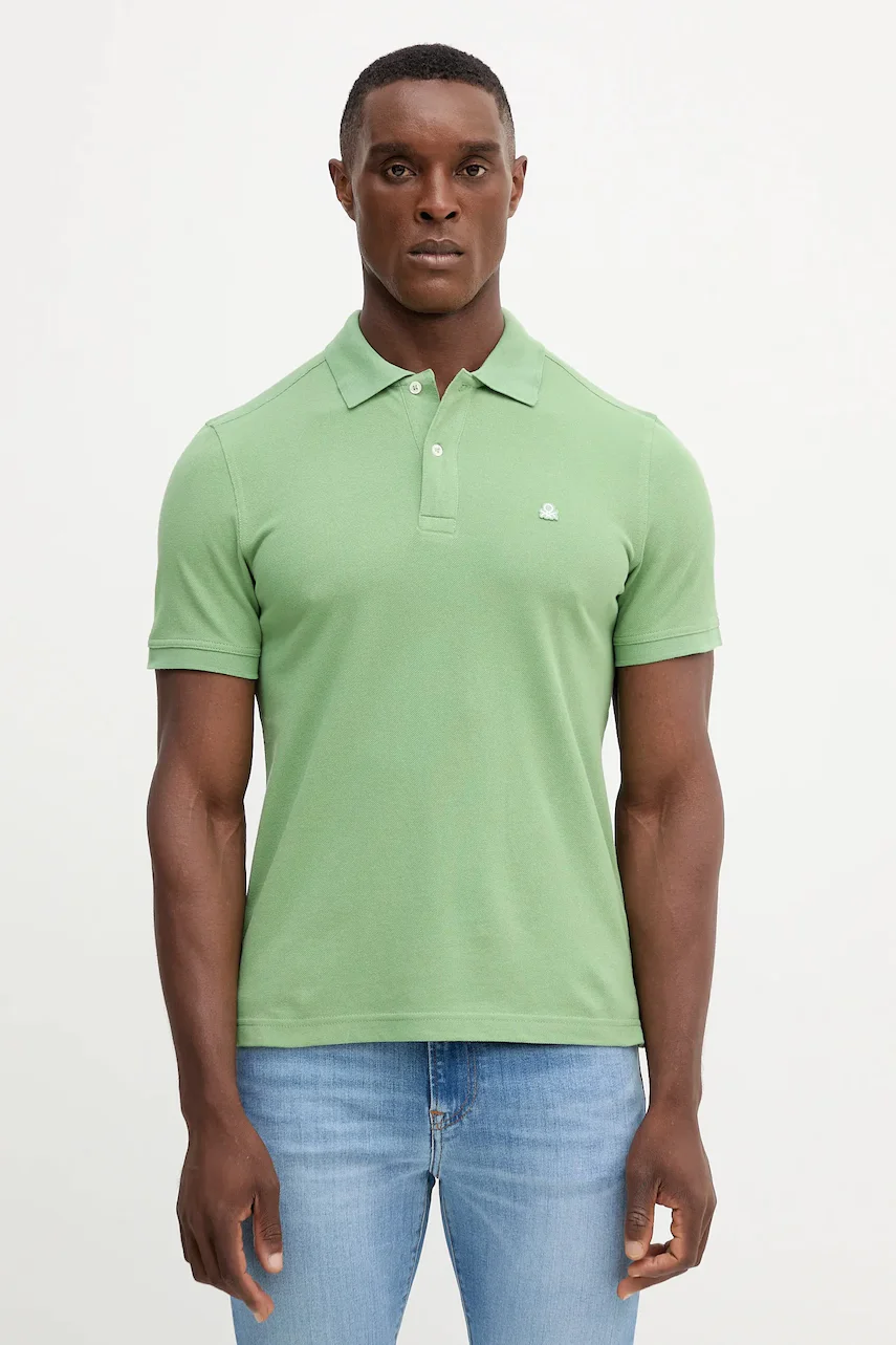 United Colors of Benetton Памучна тениска с яка