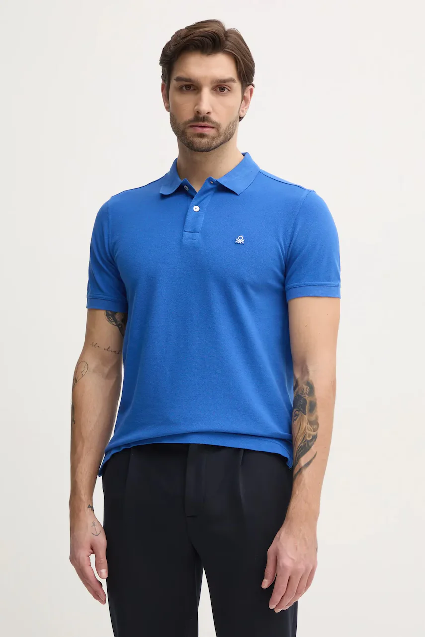 United Colors of Benetton Памучна тениска с яка