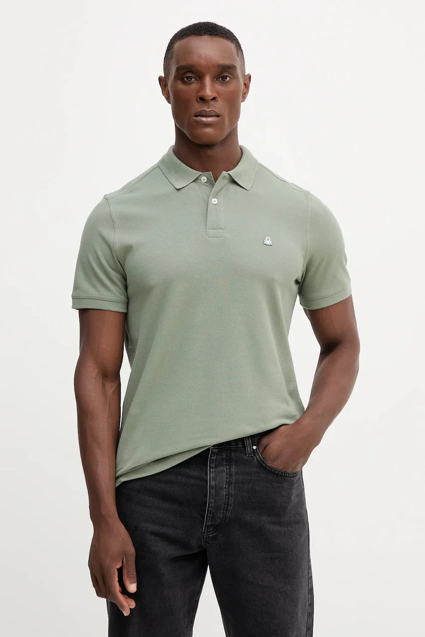 United Colors of Benetton Памучна тениска с яка