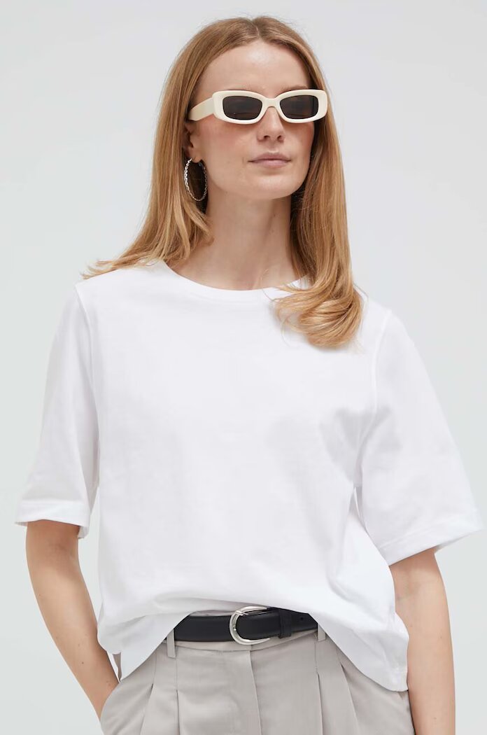 United Colors of Benetton Памучна тениска в бяло