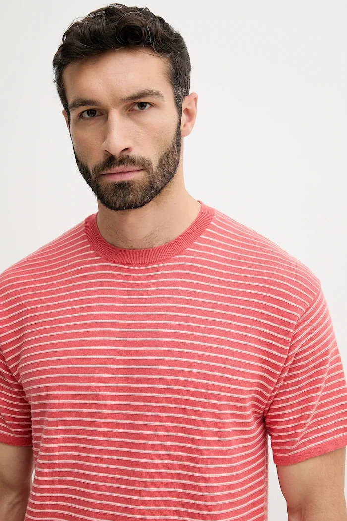 United Colors of Benetton Памучна тениска в розово с десен 1195K109V