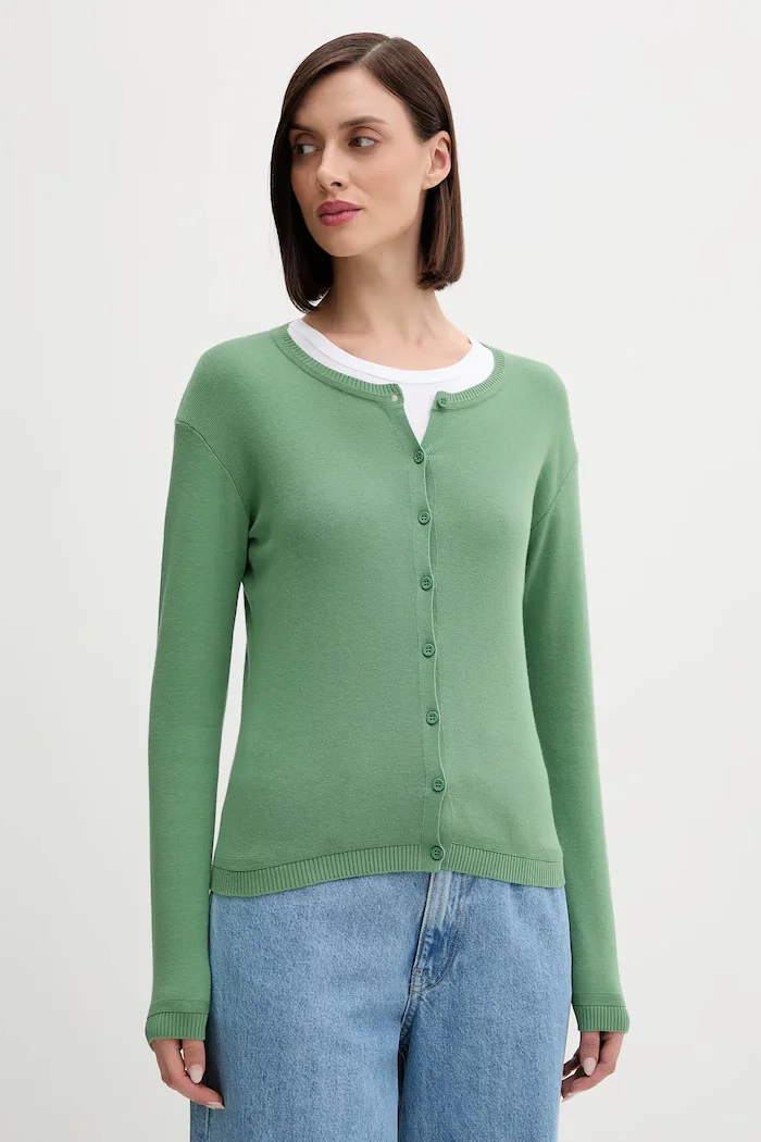 United Colors of Benetton Памучна жилетка в зелено от лека материя 1091D5558