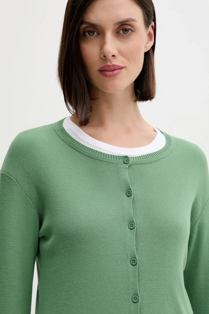 United Colors of Benetton Памучна жилетка в зелено от лека материя 1091D5558